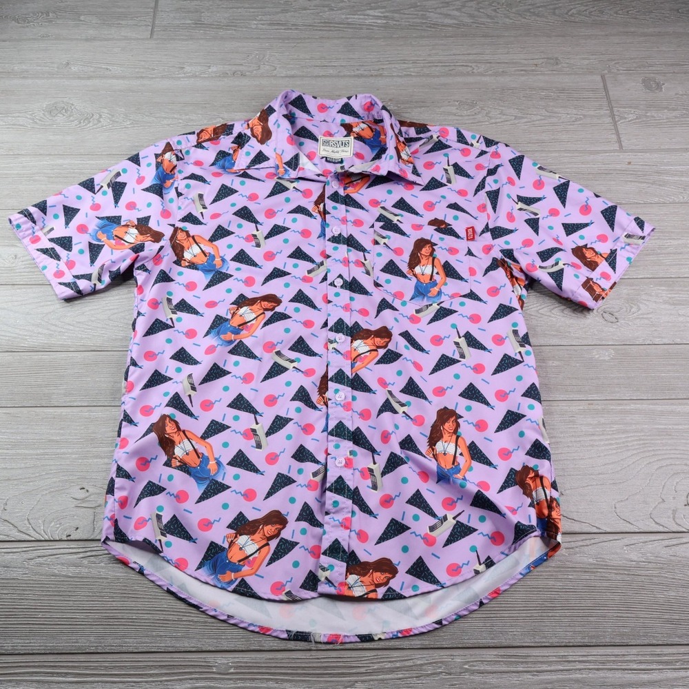 NWT RSVLTS Saved by the Bell Kelly Kapowski Kunuflex Shirt Men's M Purple